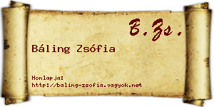 Báling Zsófia névjegykártya