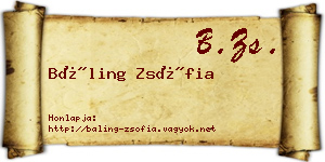 Báling Zsófia névjegykártya